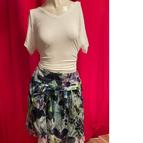Anthropologie Weston Floral Silk Mini Skirt Size 4 - Picture 4 of 7